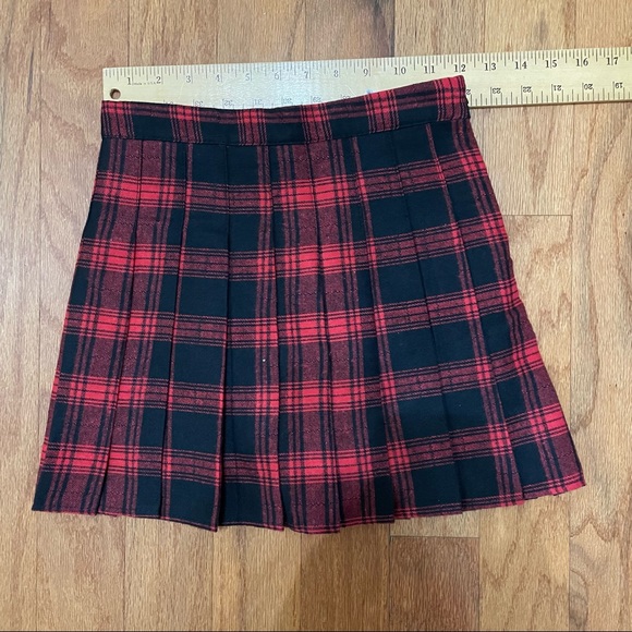 Red Plaid Pleated Skirt W/ Shorts Junior Small Xiao Xiang Gang NWT K POP aespa - Picture 5 of 13